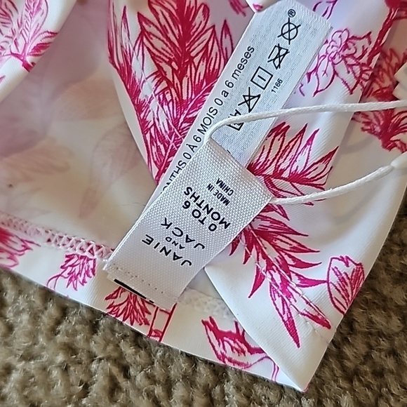 Janie and Jack girls UPF 50+ RECYCLED FLAMINGO TOILE SWIM HEADWRAP - Picture 4 of 4